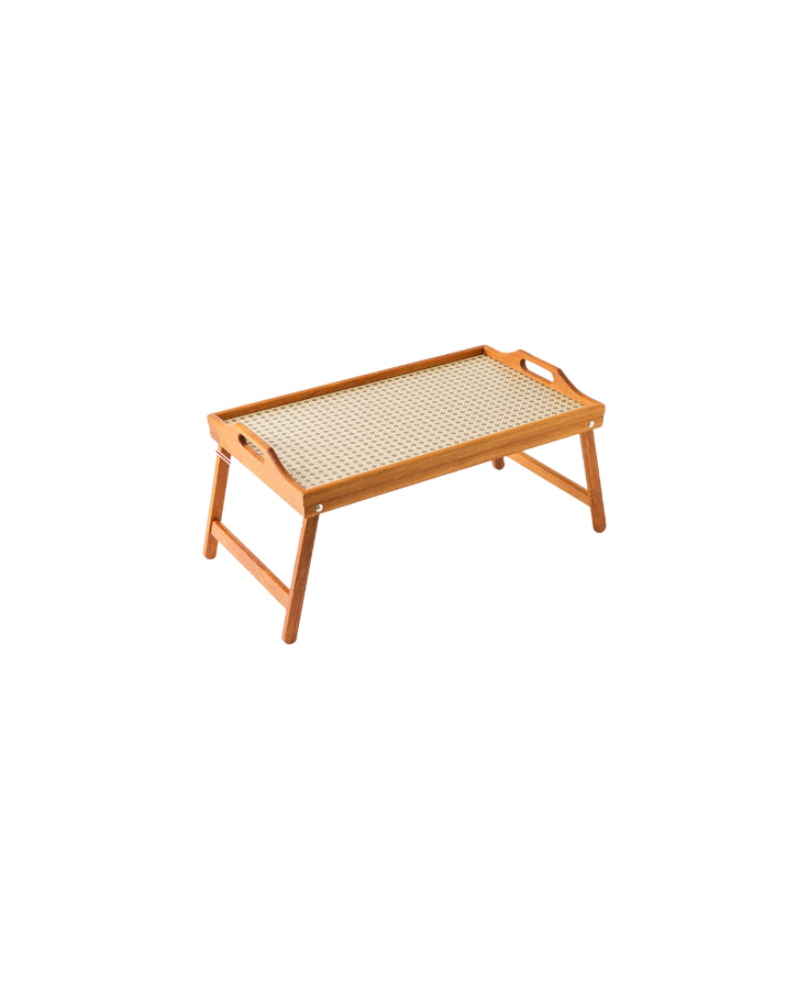 Foldable Rattan Base Computer Table