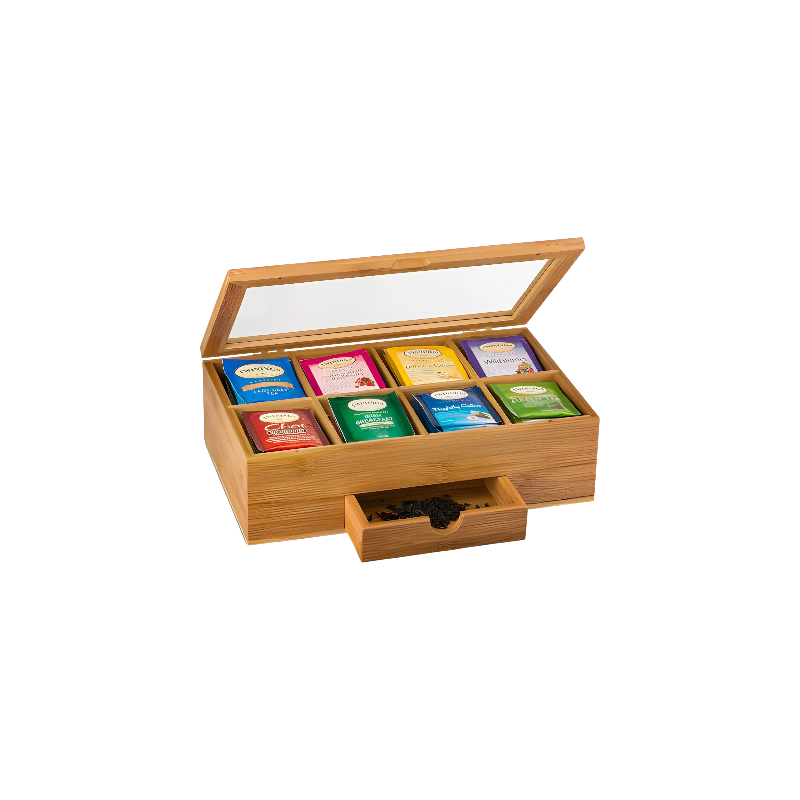 Bamboo Flip-Top Tea Bag Box