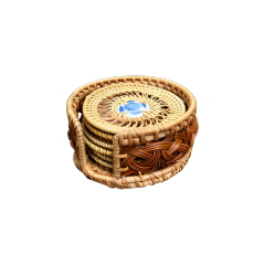 Blue and White Porcelain Hollow Rattan Coaster Set