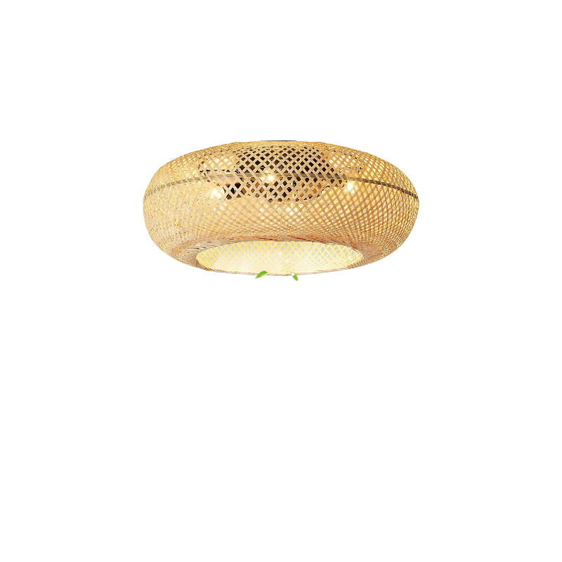 Bohemian Rattan Cage Ceiling Fan Lamp