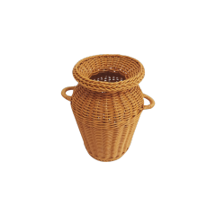 Faux Rattan Vase with Handle