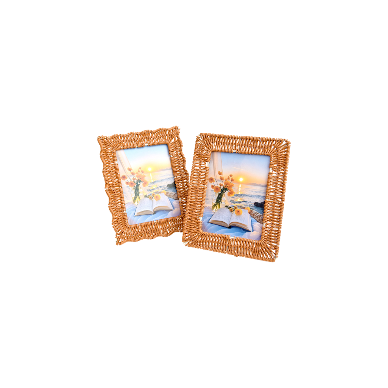 Faux Rattan Photo Frame