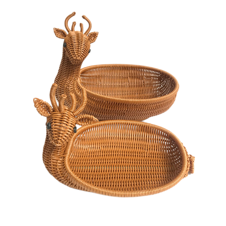 Faux Rattan Deer-Shaped Storage Basket