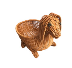 Faux Rattan Dog-Shaped Storage Basket
