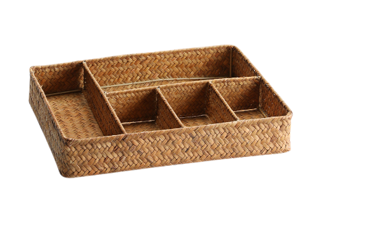 Woven Grass 5-Compartment Storage Box