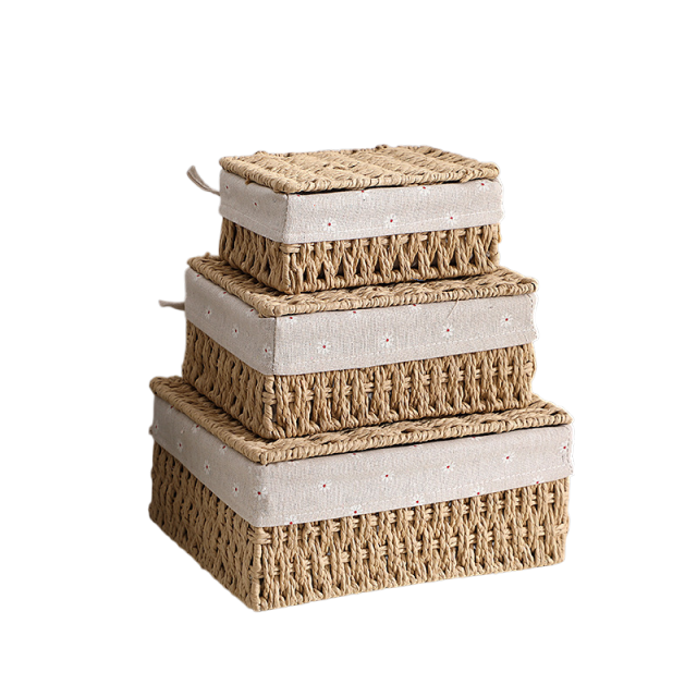 Decorative Woven Basket with Lid