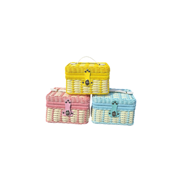Faux Rattan Colorful Picnic Basket with Handle