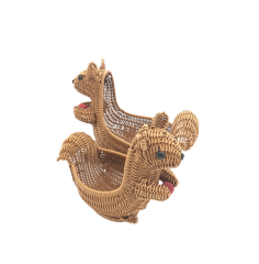 Faux Rattan Squirrel-Shaped Storage Basket