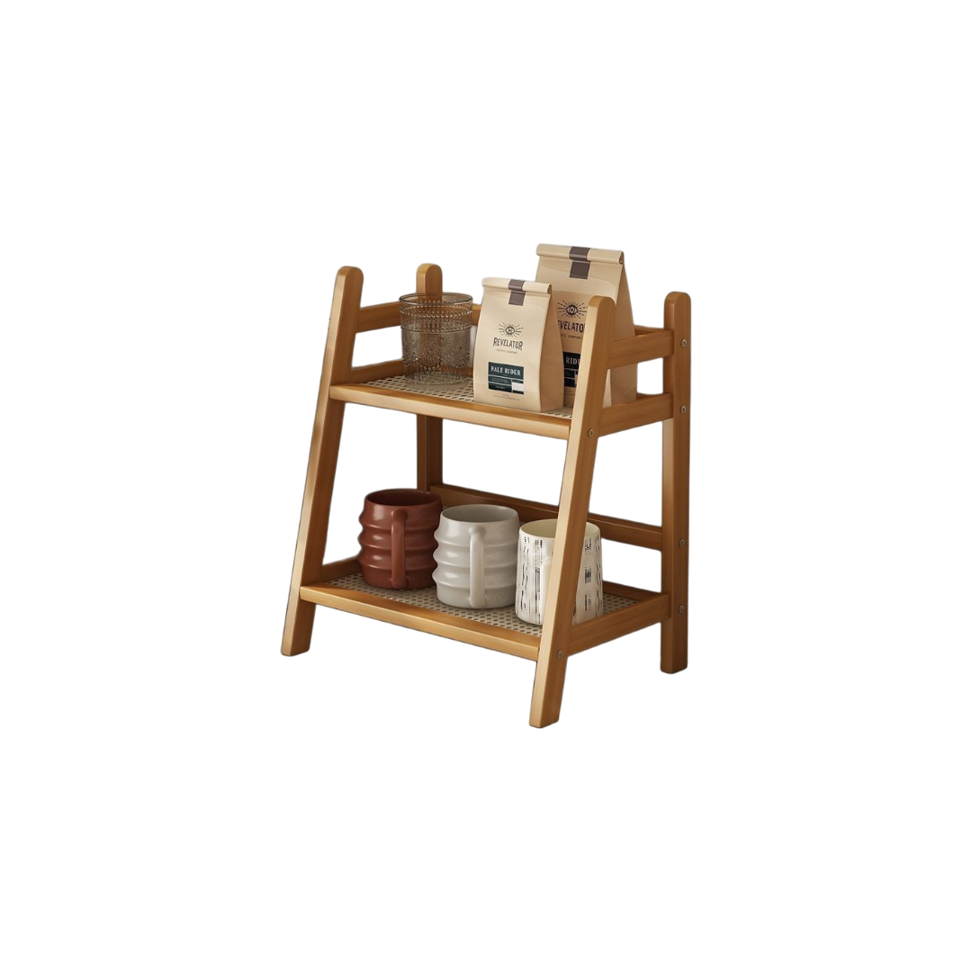Double-Layer Rattan Shelf