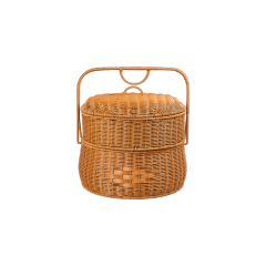 Faux Rattan Picnic Basket with Handle