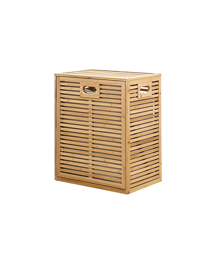 Bamboo Striped Laundry Basket