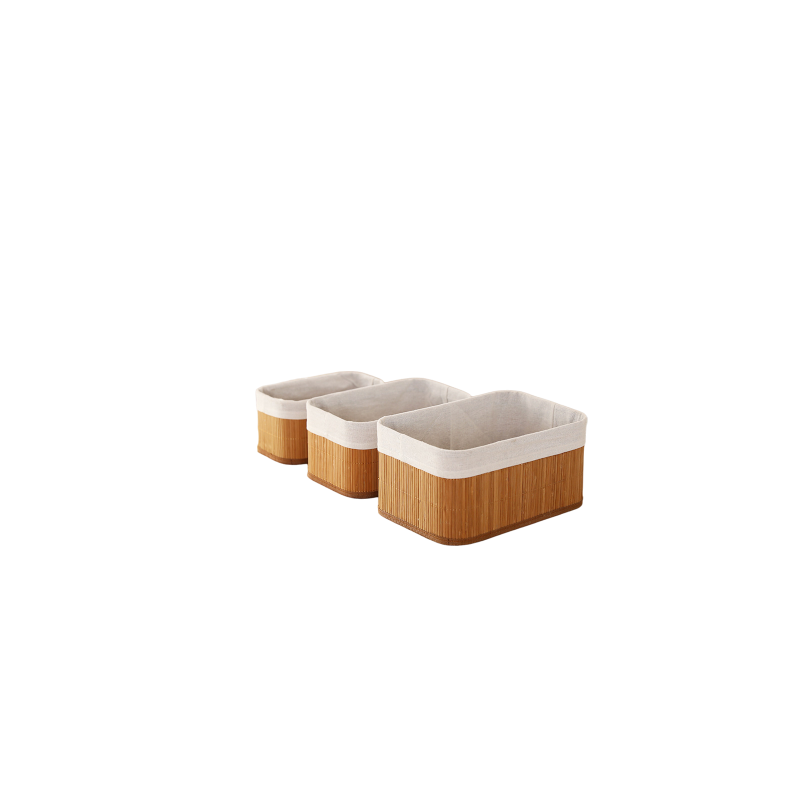 Bamboo Woven Laundry Hamper 3-Piece Set