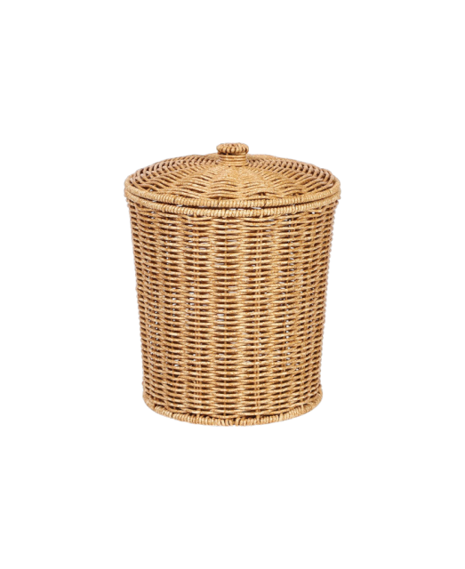 Faux Rattan Storage Basket with Lid