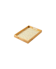 Bamboo Rectangular Tray with Rattan Base