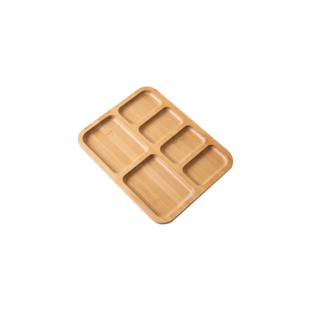 Bamboo 6-Grid Tea Tray