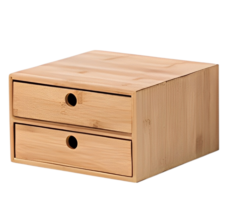 Bamboo Two-Drawer Storage Box