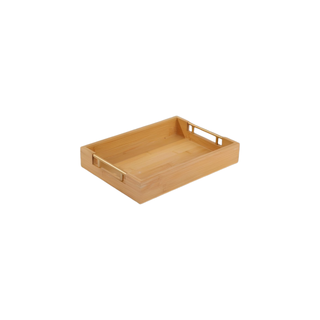 Bamboo Tray with Metal Handle