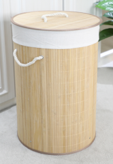 ROUND FOLDING BAMBOO HAMPER--Environmentally friendly, beautiful and convenient