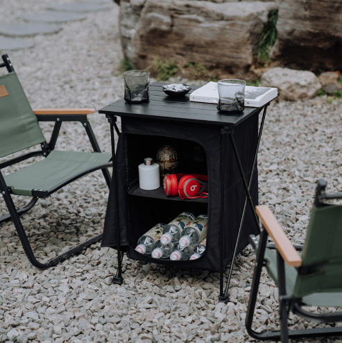 Camping storagerack with table - portable, multi-use, large capacity