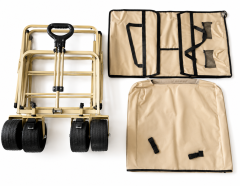 Muted yellow  camping cart with tank wheel+ carry bag---