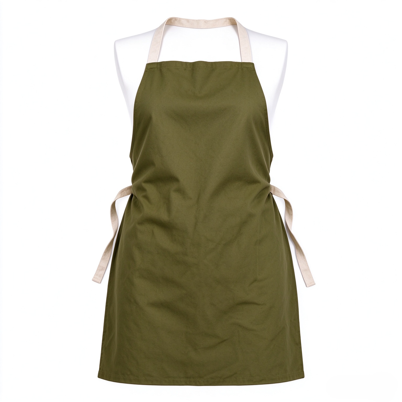 A dark green halter-neck apron