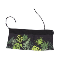 A half-length apron with 3-pocket leaf-printed polyester fiber straps