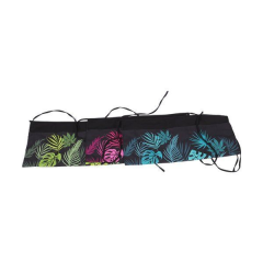 A half-length apron with 3-pocket leaf-printed polyester fiber straps