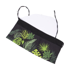 A half-length apron with 3-pocket leaf-printed polyester fiber straps