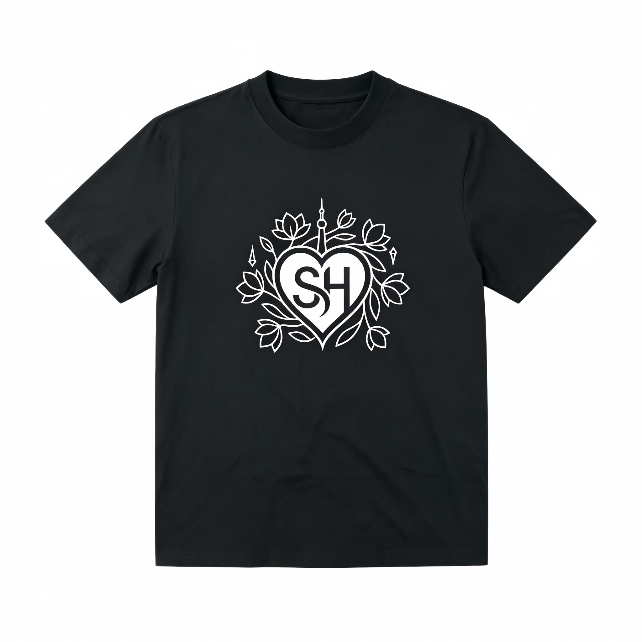 Love Shanghai Black Crewneck Tee Shirt