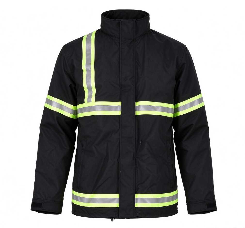 Men's hooded zip-up jacket with reflective strips