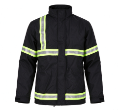 Men's hooded zip-up jacket with reflective strips