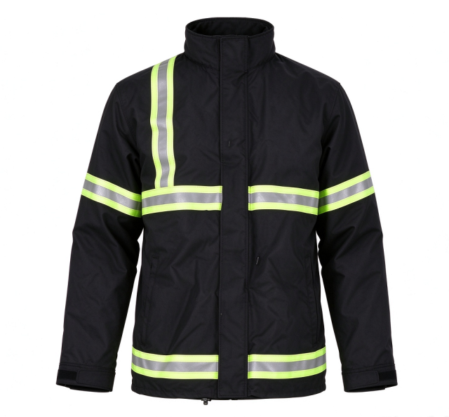 Men's hooded zip-up jacket with reflective strips