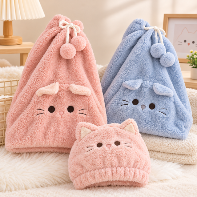 Cute Cat Hair Drying Cap