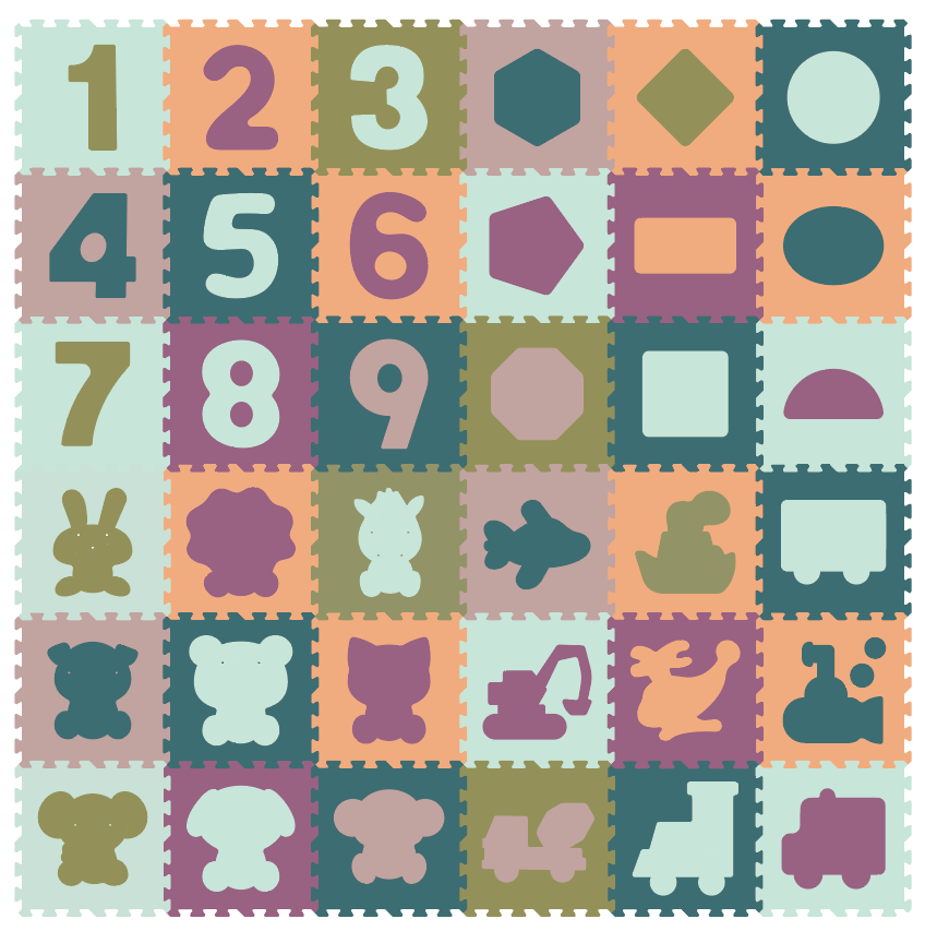 Mat With Numbers Soft EVA Foam 36 Piece with letter number animal Play Mat Set