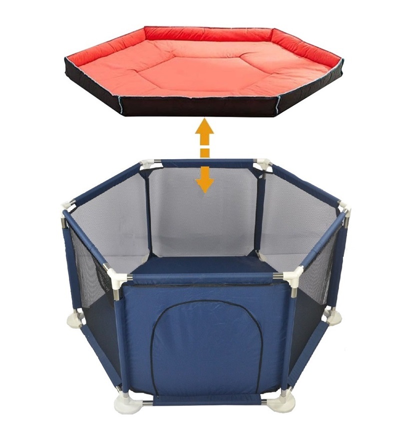 Parque de Juego Hexagonal de Tela Deluxe, Parque de Juego para Bebés y Niños Pequeños, Corralito de Juego, Tela de Malla Transpirable, Puerta con Cremallera