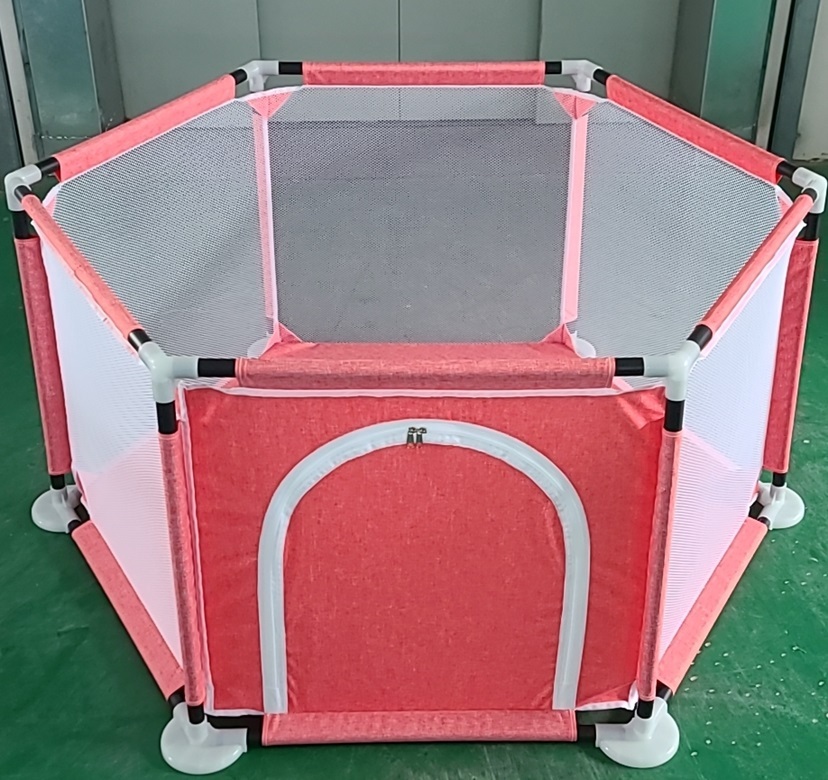 Parque de Juego Hexagonal de Tela Deluxe, Parque de Juego para Bebés y Niños Pequeños, Corralito de Juego, Tela de Malla Transpirable, Puerta con Cremallera