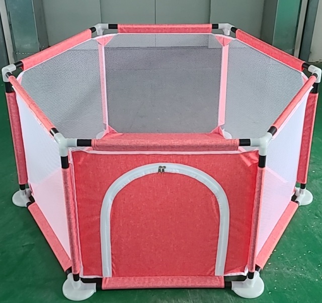 Parque de Juego Hexagonal de Tela Deluxe, Parque de Juego para Bebés y Niños Pequeños, Corralito de Juego, Tela de Malla Transpirable, Puerta con Cremallera