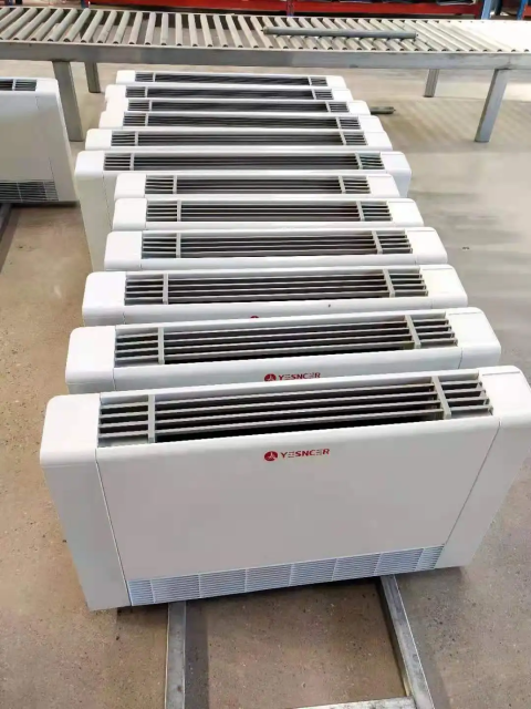 130mm Chilled Water Air Conditioner Floor Standing Fancoil Units Exposed Room Ultra Thin Fan Coil Unit for Heat Pump heating
