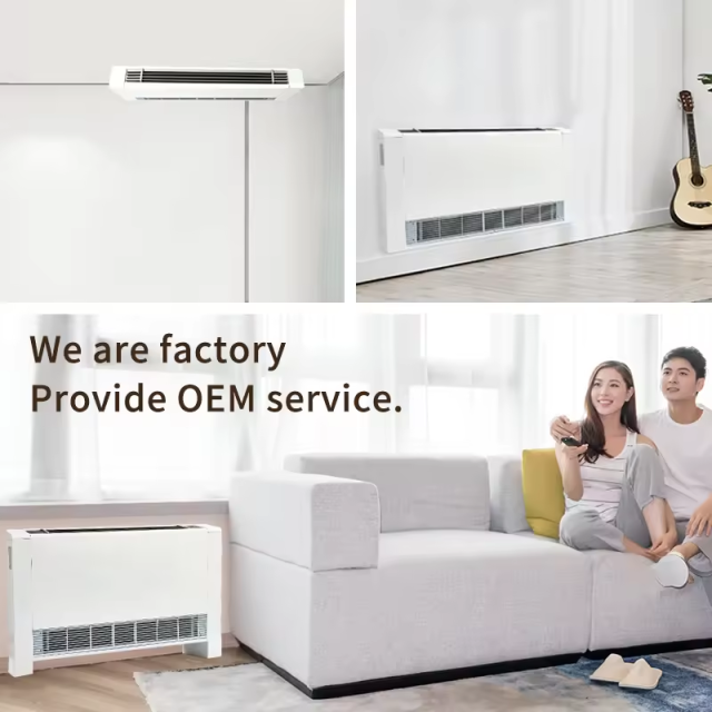 130mm Chilled Water Air Conditioner Floor Standing Fancoil Units Exposed Room Ultra Thin Fan Coil Unit for Heat Pump heating