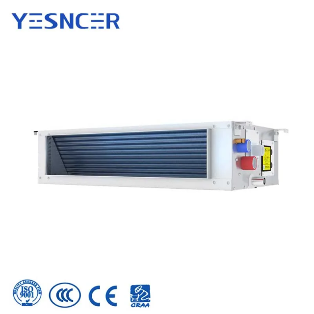 Hotel fancoil hydronic ducted chilled water horizontal concealed fcu fan coil units for heat pump heating