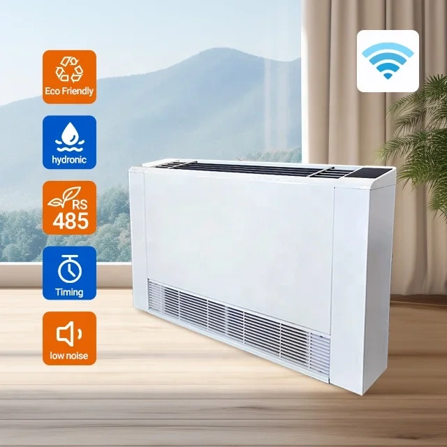 Europe CE 130mm 220V chilled Water fancoil exposed ultra thin Floor Standing/wall Slim fcu Fan Coil Unit for heating and cooling