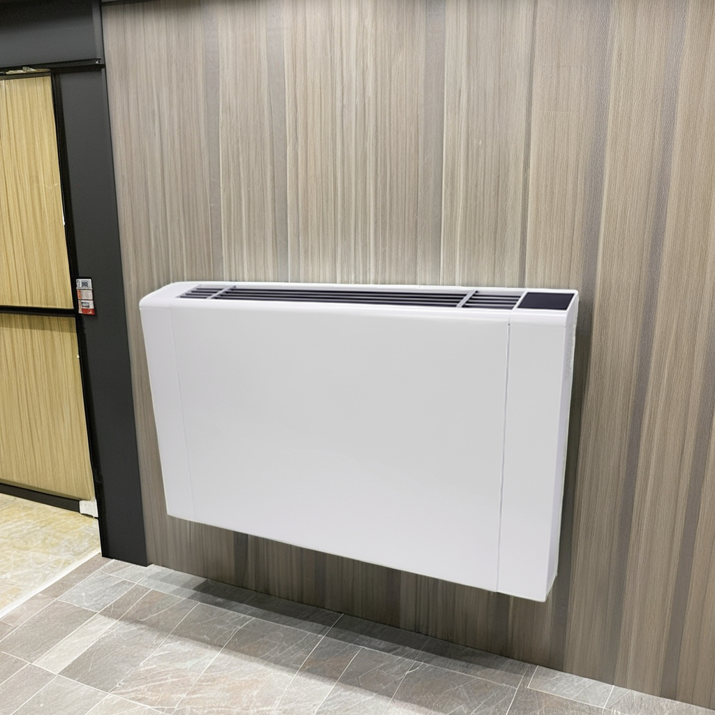 International industrial coil fan for heating cooling water thin vertical exposed fan coil unit for installation in the floor