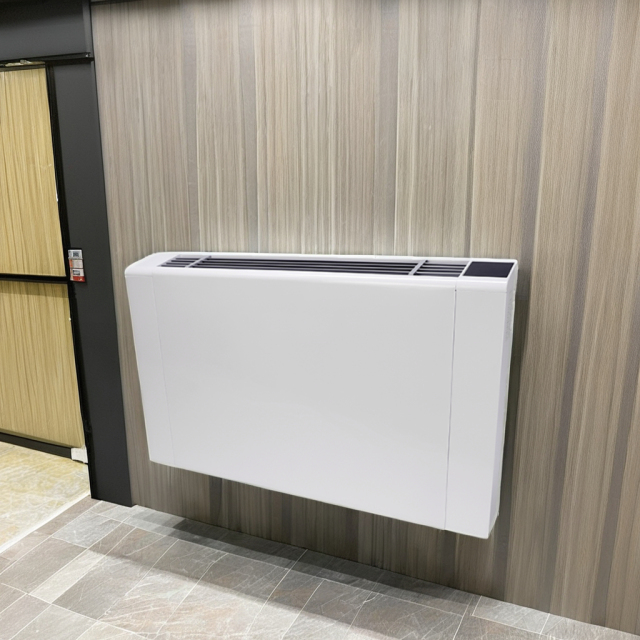 مروحة ملف صناعية دولية لتسخين مياه التبريد وحدة ملف مروحة عمودية مكشوفة رفيعة للتركيب على الأرض