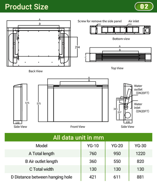 Produttore professionale Ventilconvettore slim fcu ad acqua refrigerata idronico a pavimento/montato a parete per riscaldamento e raffreddamento