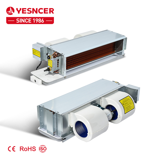 Horizontal fan coil radiators hydronic water cooled fcu chilled water ceiling mount fan coil units
