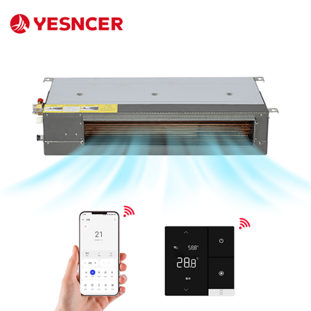 وحدات لفائف مروحة FCU مخفية أفقيًا من نوع Fancoil Hydronic للفندق لتسخين المضخة الحرارية