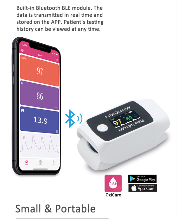 BERRY BM1000B Bluetooth Pulse Oximeter with LCD Display for Real Time Health Monitoring High Accuracy