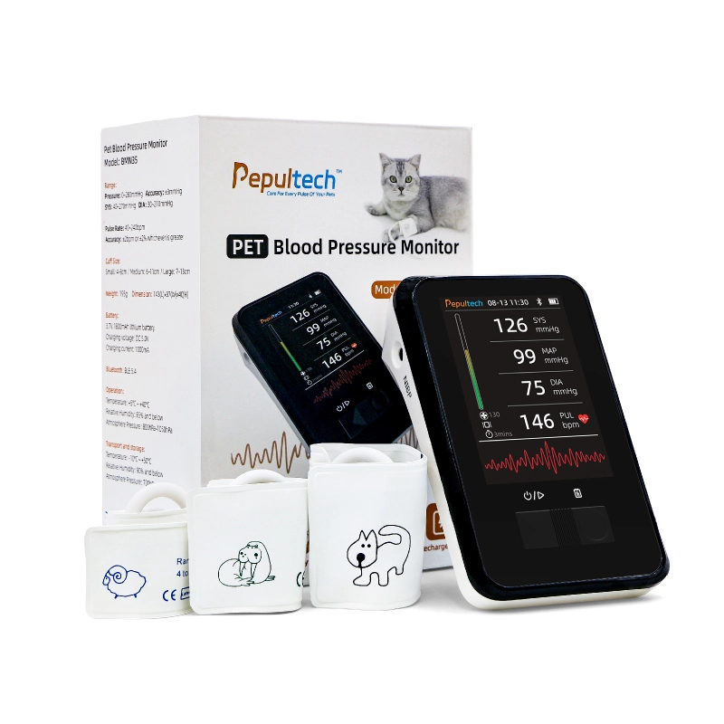 Pepultech BMN35 Veterinary Blood Pressure Monitor BP Monitor for Cat Dog Small Animal Pulse Rate Rechargeable Bluetooth APP