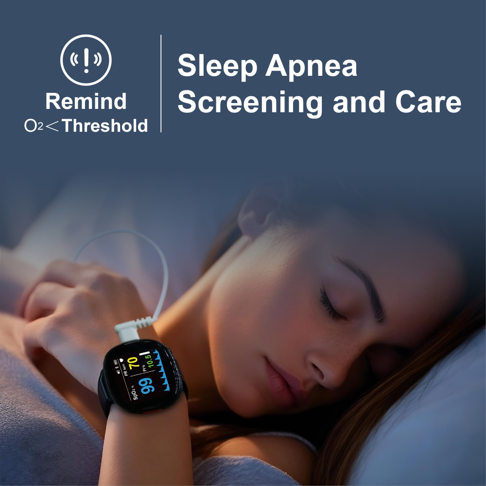 Pepultech Continuous Wrist Pulse Oximeter, Blood Oxygen Saturation Monitor with Smart reminder, Bluetooth，Sleep Screening Monitor