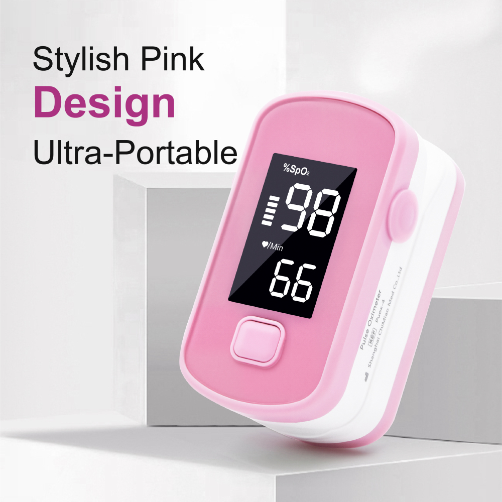 Pepultech Pink Fingertip Pulse Oximeter,Blood Oxygen Saturation Monitor for Kids Adults, High Accuracy O2 Meter for All Skin,Battery and Lanyard Included (Pink)